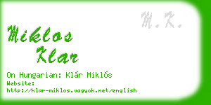 miklos klar business card
